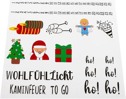 Kerzen-Set mit Tattoovorlagen "Weihnachten&Silvester" 17-teilig