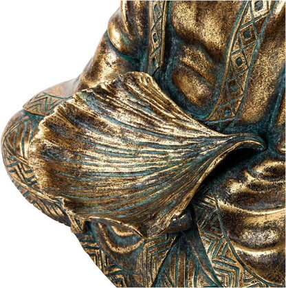 Dekofigur Buddha mit Ginkgoschale