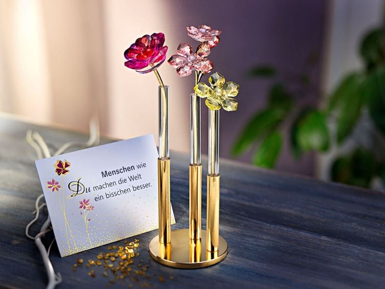 Geschenkset Glasblumen mit Vase & Grusskarte