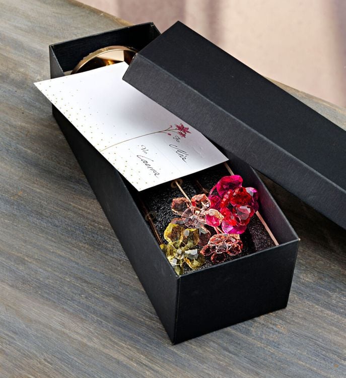 Geschenkset Glasblumen mit Vase & Grusskarte