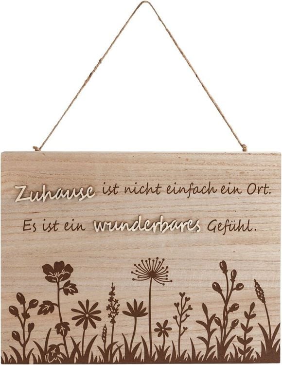 Holzschild mit Spruch "Zuhause"