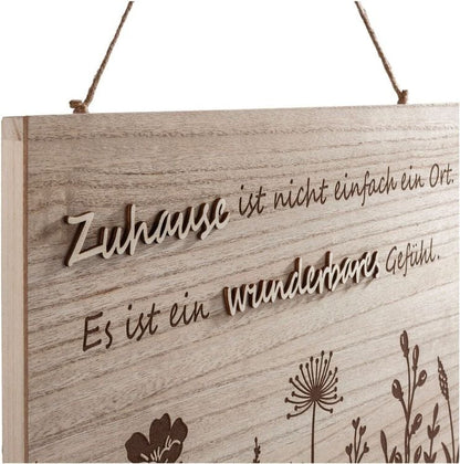 Holzschild mit Spruch "Zuhause"