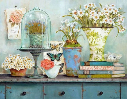 Diamond Painting "Frühlingstisch" 50 x 40 cm