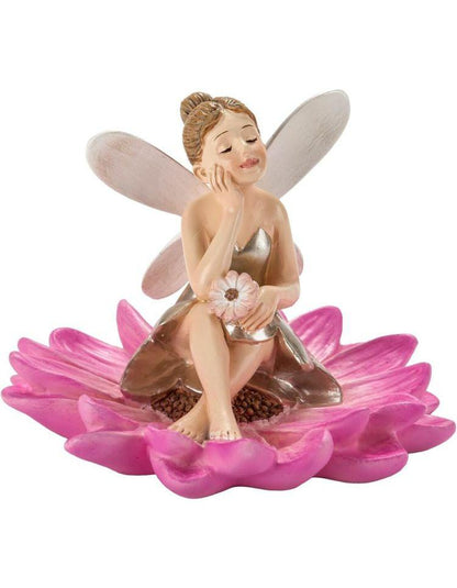 Geschenkset Dekofigur "Elfe auf Blüte" mit Grusskarte