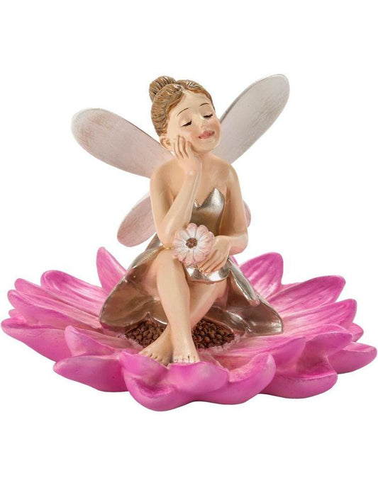 Geschenkset Dekofigur "Elfe auf Blüte" mit Grusskarte