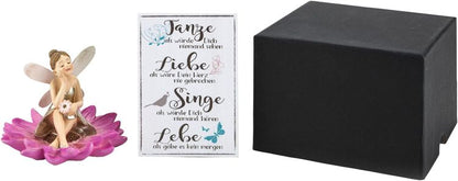 Geschenkset Dekofigur "Elfe auf Blüte" mit Grusskarte