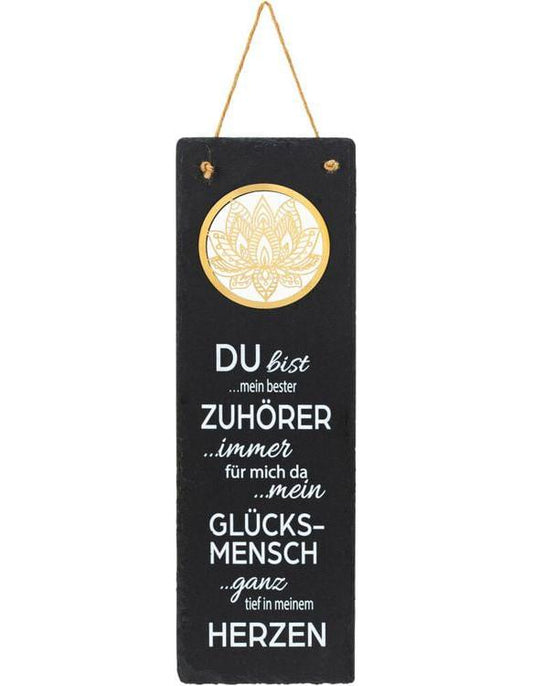 Schiefertafel mit Spruch"Lotus"