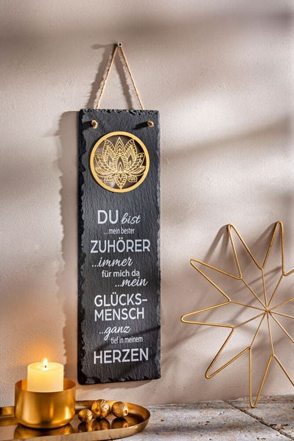 Schiefertafel mit Spruch"Lotus"