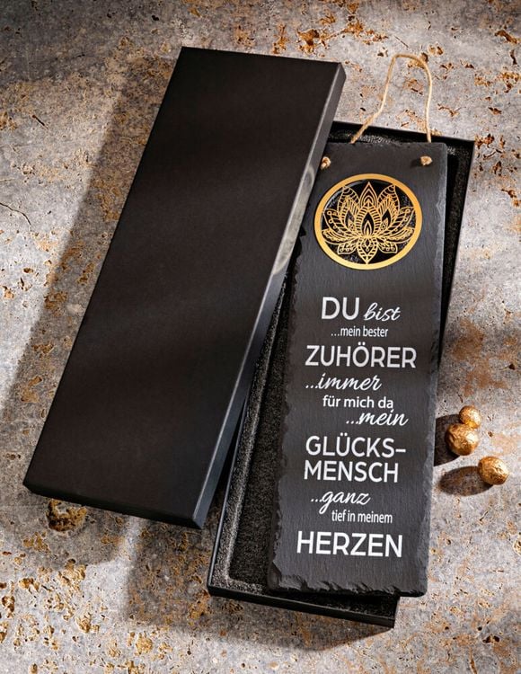 Schiefertafel mit Spruch"Lotus"