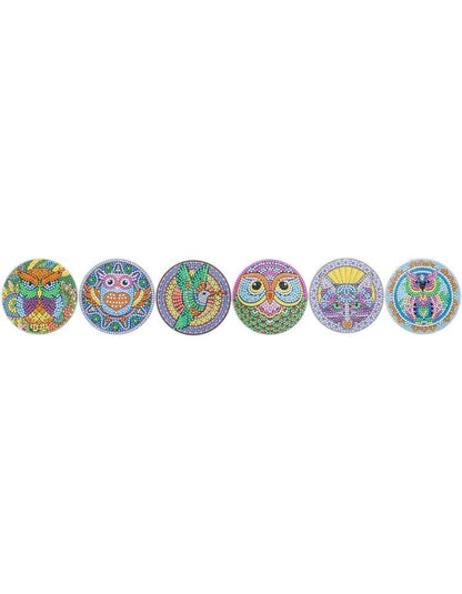 Diamond Painting Untersetzer "Eulen" 6er-Set