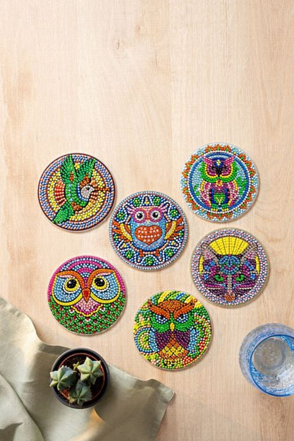 Diamond Painting Untersetzer "Eulen" 6er-Set