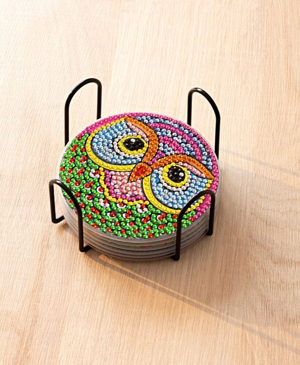 Diamond Painting Untersetzer "Eulen" 6er-Set