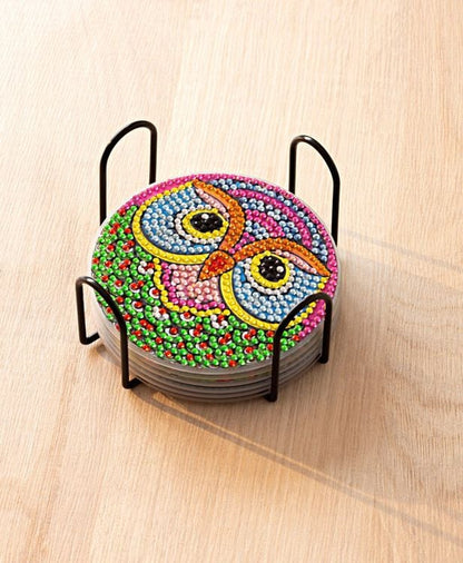 Diamond Painting Untersetzer "Eulen" 6er-Set