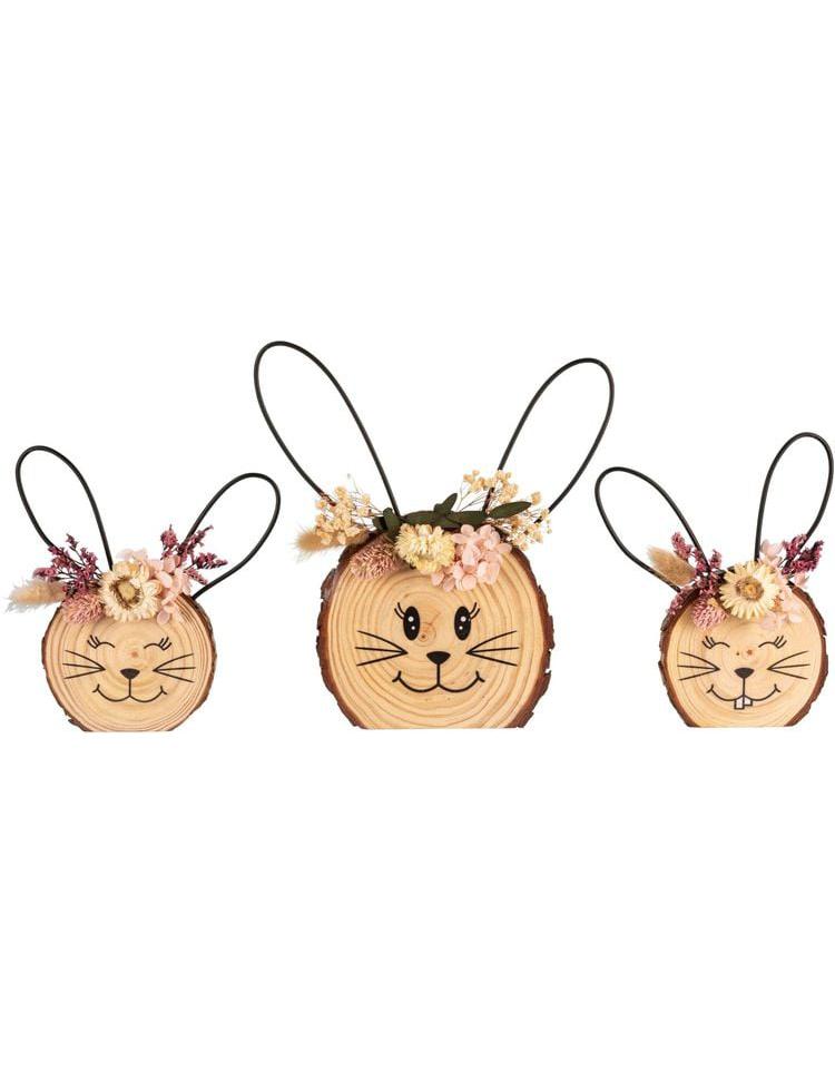 Holzdeko "Hasenkopf", 3er-Set