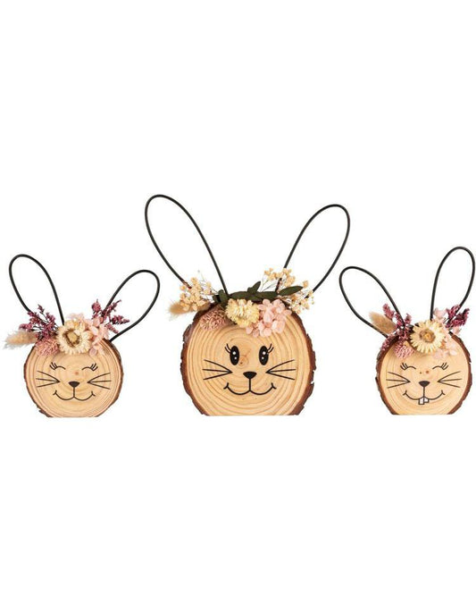 Holzdeko "Hasenkopf", 3er-Set