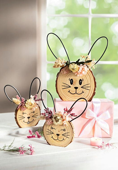 Holzdeko "Hasenkopf", 3er-Set