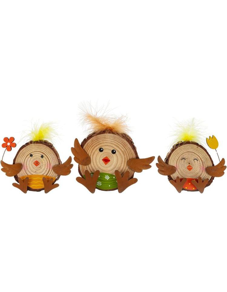 Holzdeko "Küken" 3er-Set