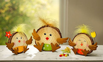 Holzdeko "Küken" 3er-Set