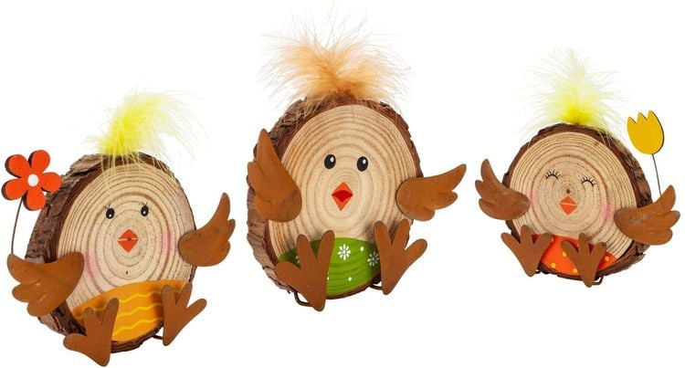 Holzdeko "Küken" 3er-Set