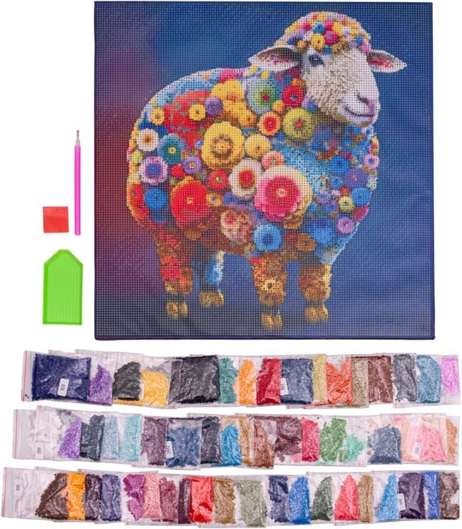 Diamond Painting "Blumen-Schaf" 40 x 40 cm