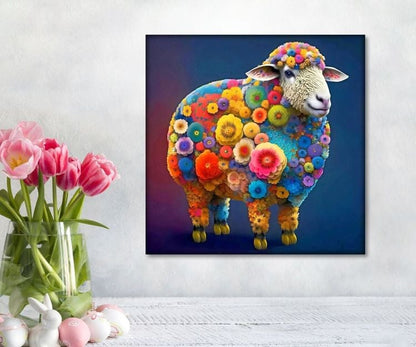 Diamond Painting "Blumen-Schaf" 40 x 40 cm