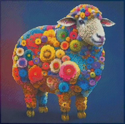 Diamond Painting "Blumen-Schaf" 40 x 40 cm