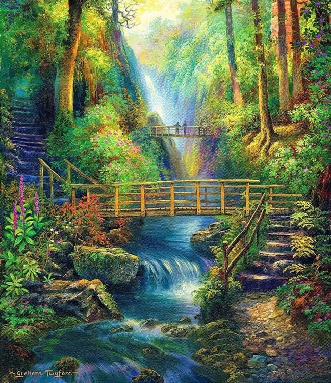 Diamond Painting "Grüne Schlucht" 40 x 50 cm