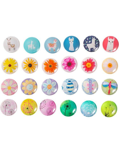 Kühlschrankmagnete "Blüten und Lamas" 24-teilig