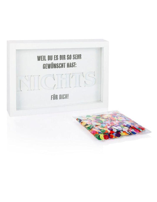 Geld- und Gutscheingeschenk Bilderrahmen NICHTS, 18 x 26 cm