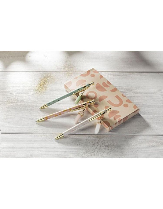 Kugelschreiber mit Edelsteinanhänger 3er-Set