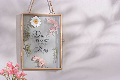 Geschenkset Bilderrahmen mit Spruch & Trockenblumen