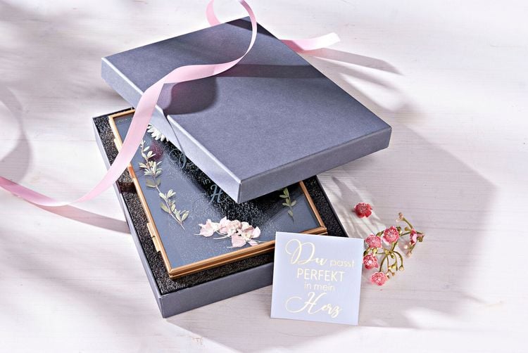 Geschenkset Bilderrahmen mit Spruch & Trockenblumen