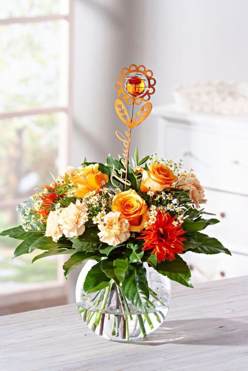 Gartenstecker "Blumen" mit Glaskugeln, 3er-Set