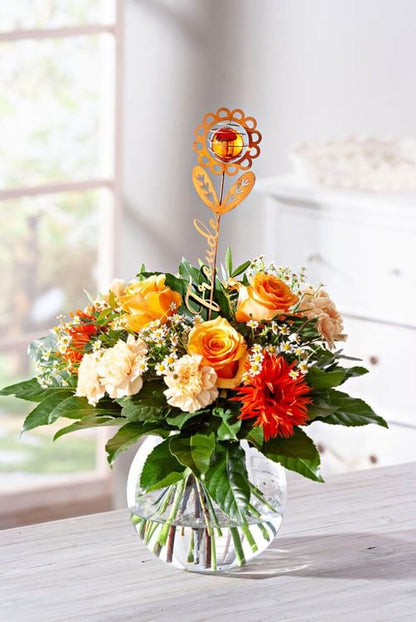 Gartenstecker "Blumen" mit Glaskugeln, 3er-Set