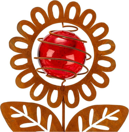 Gartenstecker "Blumen" mit Glaskugeln, 3er-Set