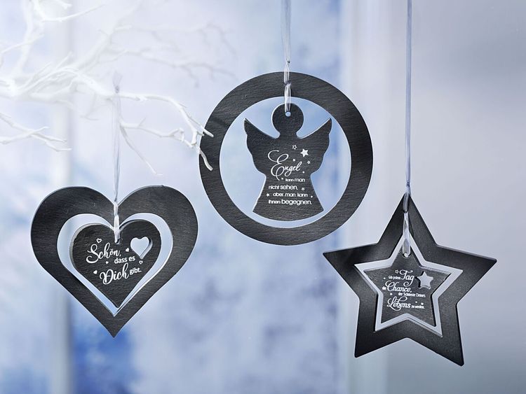 Geschenkset "Gute Wünsche" aus Schiefer, 3er-Set