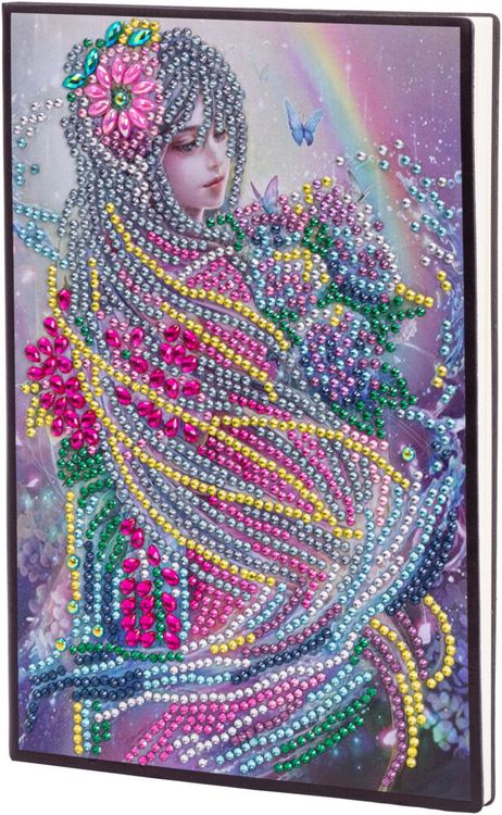 Diamond Painting Notizbuch (Motiv: Blütenfee, DIN A5)