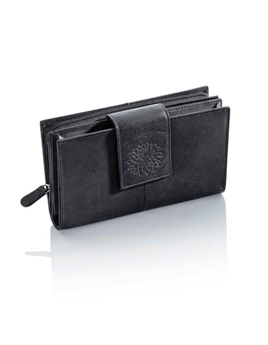 HJP RFID-Geldbörse "Dahlie" Leder, (Farbe: schwarz)