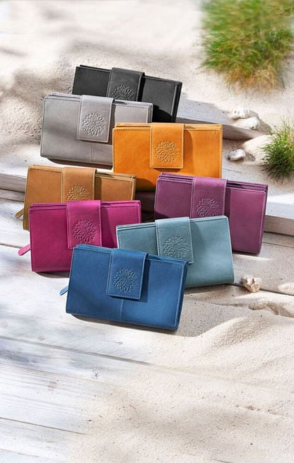 HJP RFID-Geldbörse "Dahlie" Leder, (Farbe: schwarz)