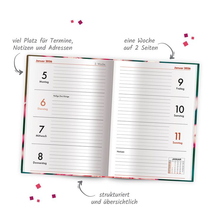 Trötsch Taschenkalender A6 Flowers 2025