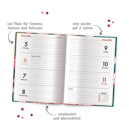 Trötsch Taschenkalender A6 Flowers 2025