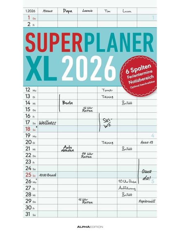 Alpha Edition Familienplaner (26 x 45 cm, Kein Einband, Deutsch)