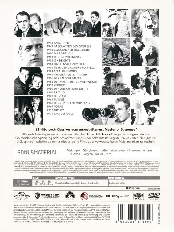 Universal Alfred Hitchcock Collection,DVD