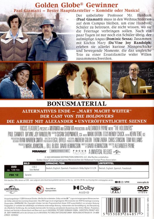 Universal THE HOLDOVERS DVD (DVD, 202410, Deutsch, Englisch, Spanisch, Französisch)