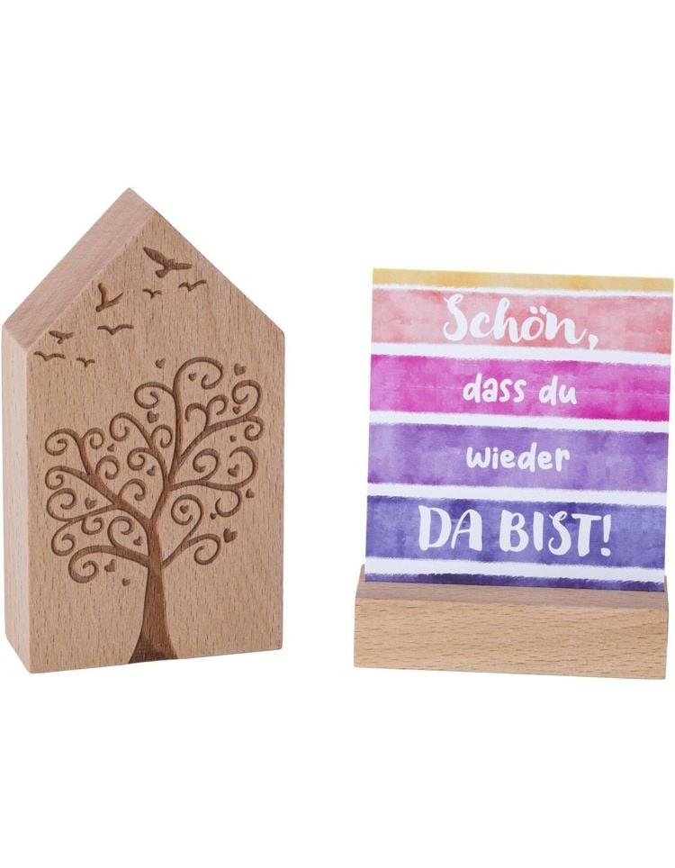 Geschenkset Holzhaus mit 25 Motivkarten mit Spruch