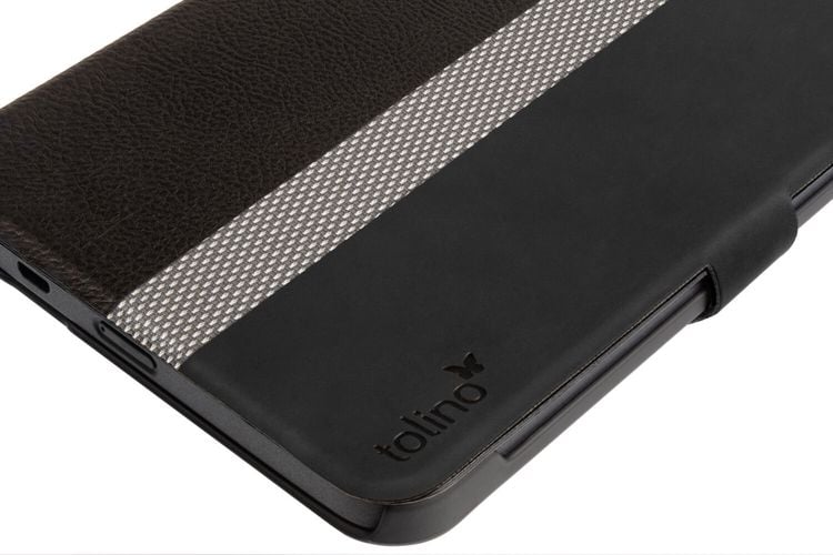 tolino shine 3, Schutztasche in Lederoptik (Farbe:schwarz/Streifen)