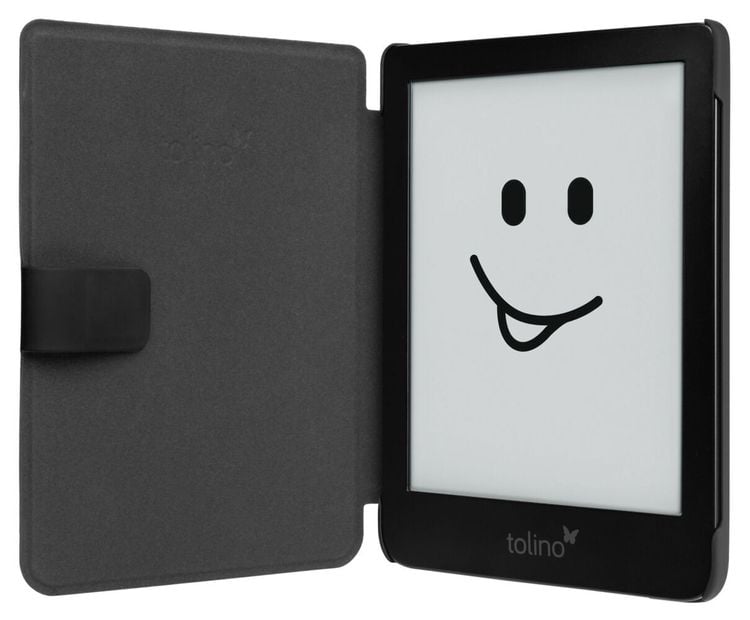tolino shine 3, Schutztasche in Lederoptik (Farbe:schwarz/Streifen)