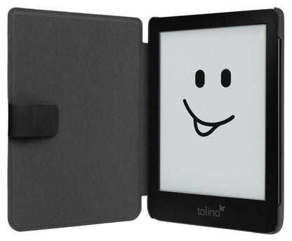 tolino shine 3, Schutztasche in Lederoptik (Farbe:schwarz/Streifen)