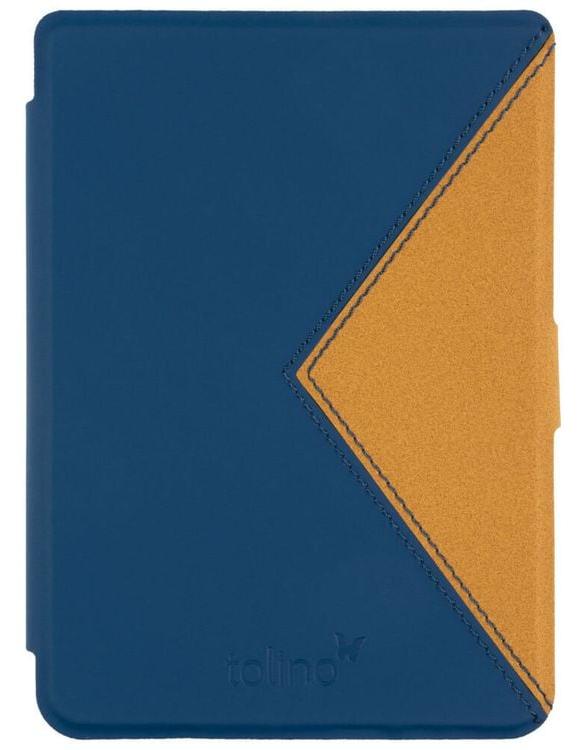 tolino shine 3, Schutztasche in Lederoptik (Farbe:blau/gelb)