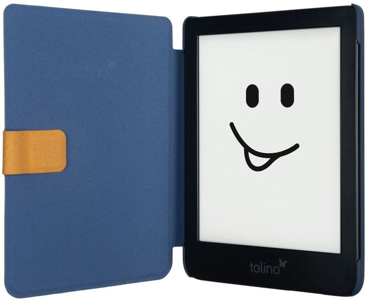 tolino shine 3, Schutztasche in Lederoptik (Farbe:blau/gelb)